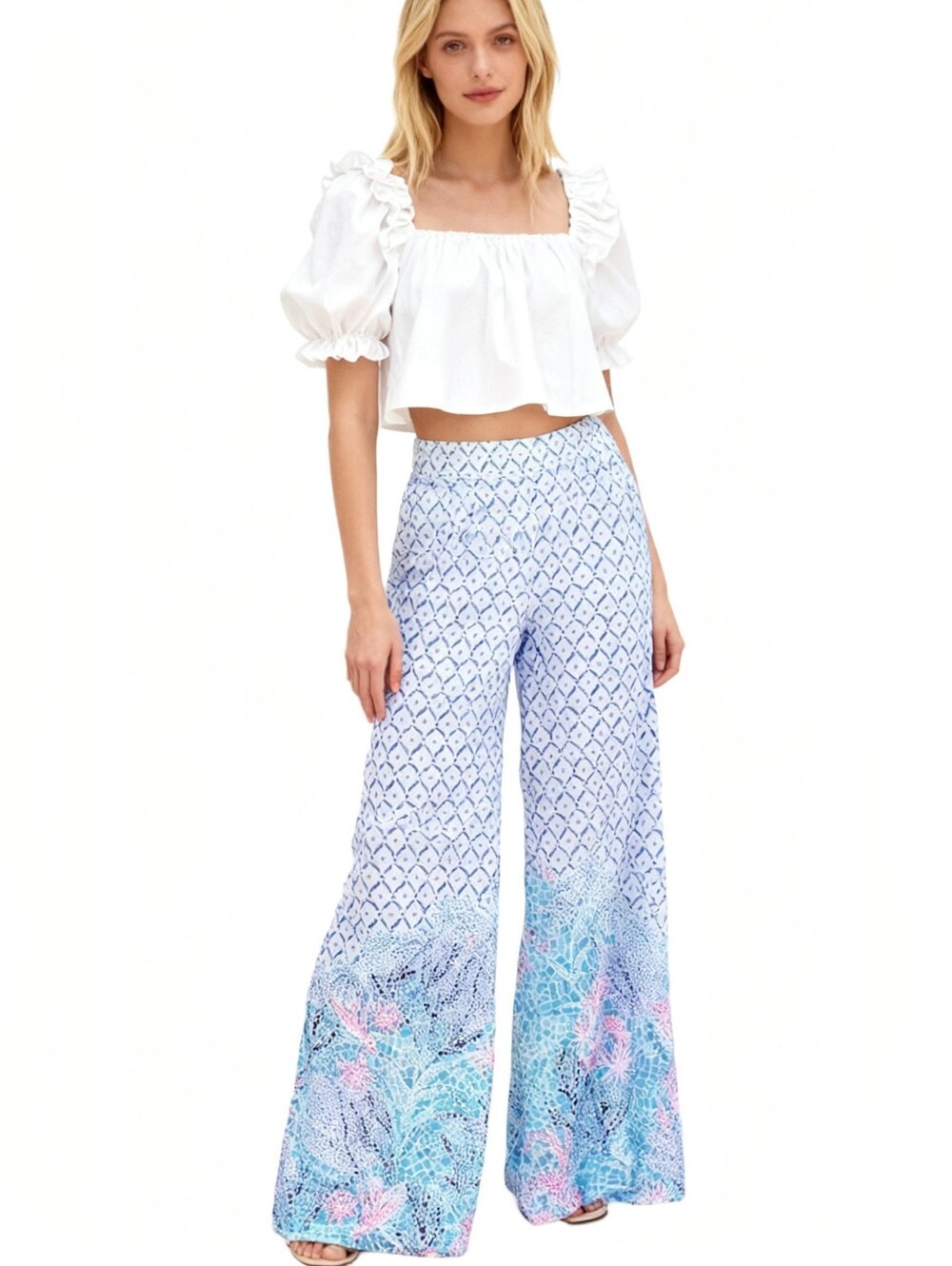Lilly Pulitzer Bar Harbour Palazoo Pull-On Wide-Leg Pants Size L